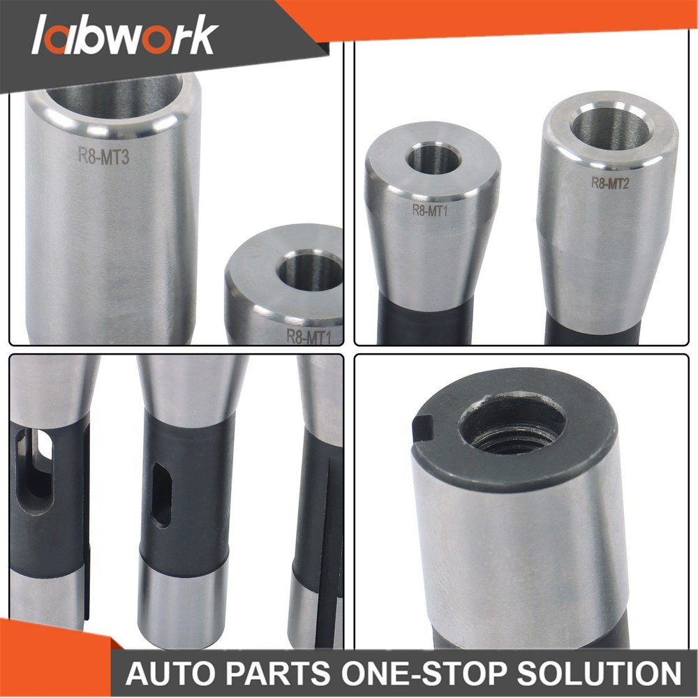 Labwork Precision Ground R8 Shank 3pc Adapter for Milling Machine Arbors