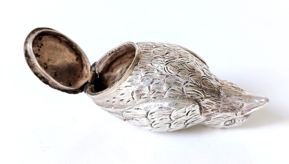 Vintage Solid 800 Silver Bird Shaped Salt Pepper Shaker Pepperette Germany c1940