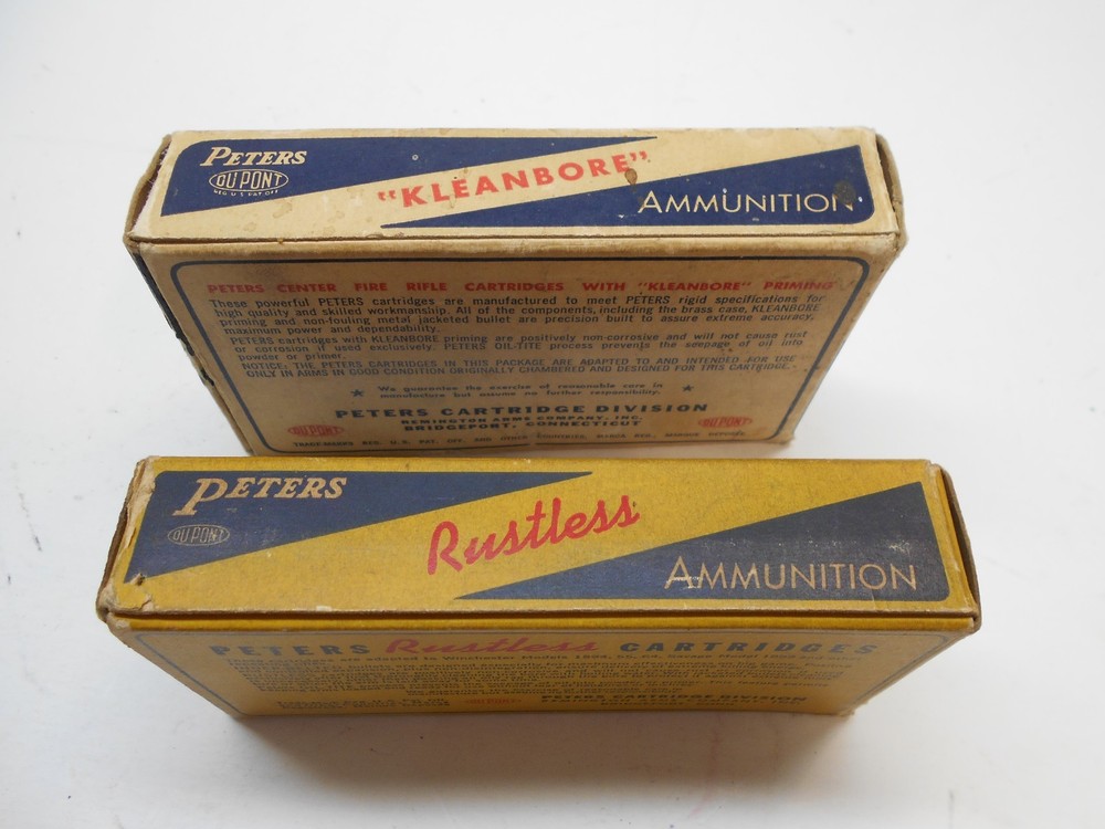 2 vintage peters empty rifle shell boxes 303 btit + 25/35 shell boxes