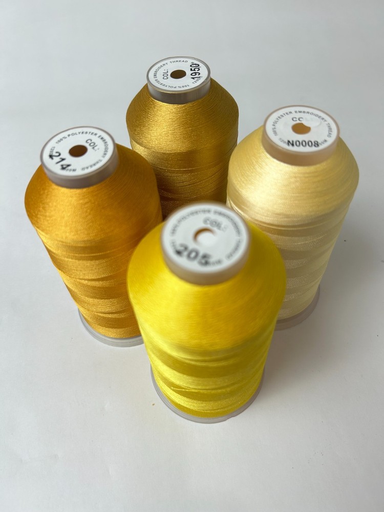 Yellow Thread for sewing machine 100 % polyester 1500 m Embroidery Thread 4 PCS
