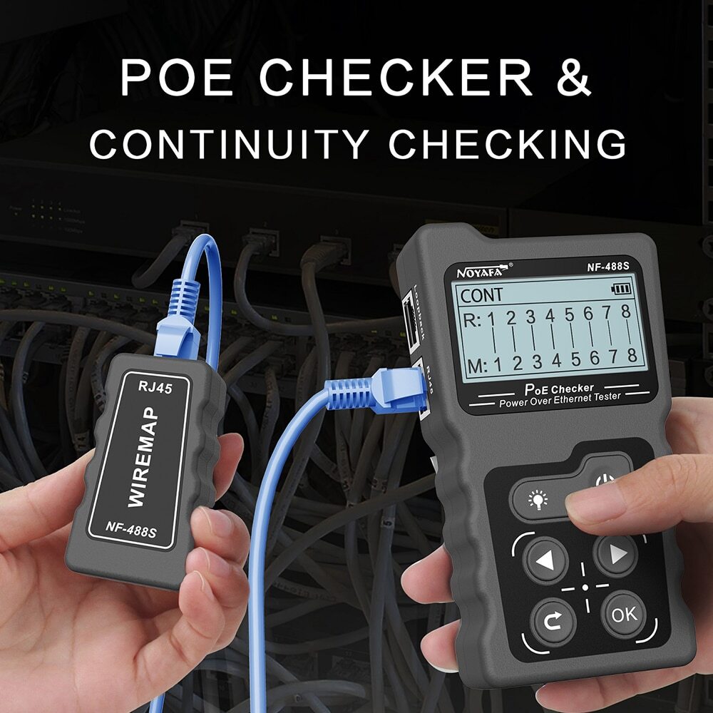 NF-488 PoE Tester,Network Cable Tester Checker Inline PoE Voltage&Current Tester
