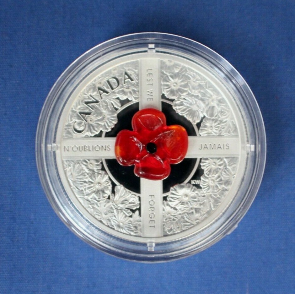 2019 Canada Silver Proof $20 coin "Lest We Forget" in Case with COA