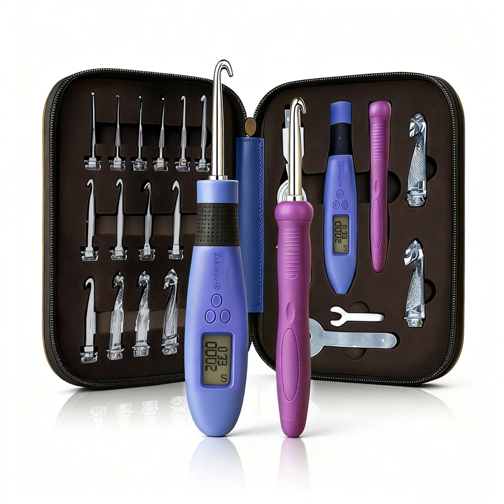 Crochet Hook with 18 Different Size for Stitch & Row Counter Light Up Interch...