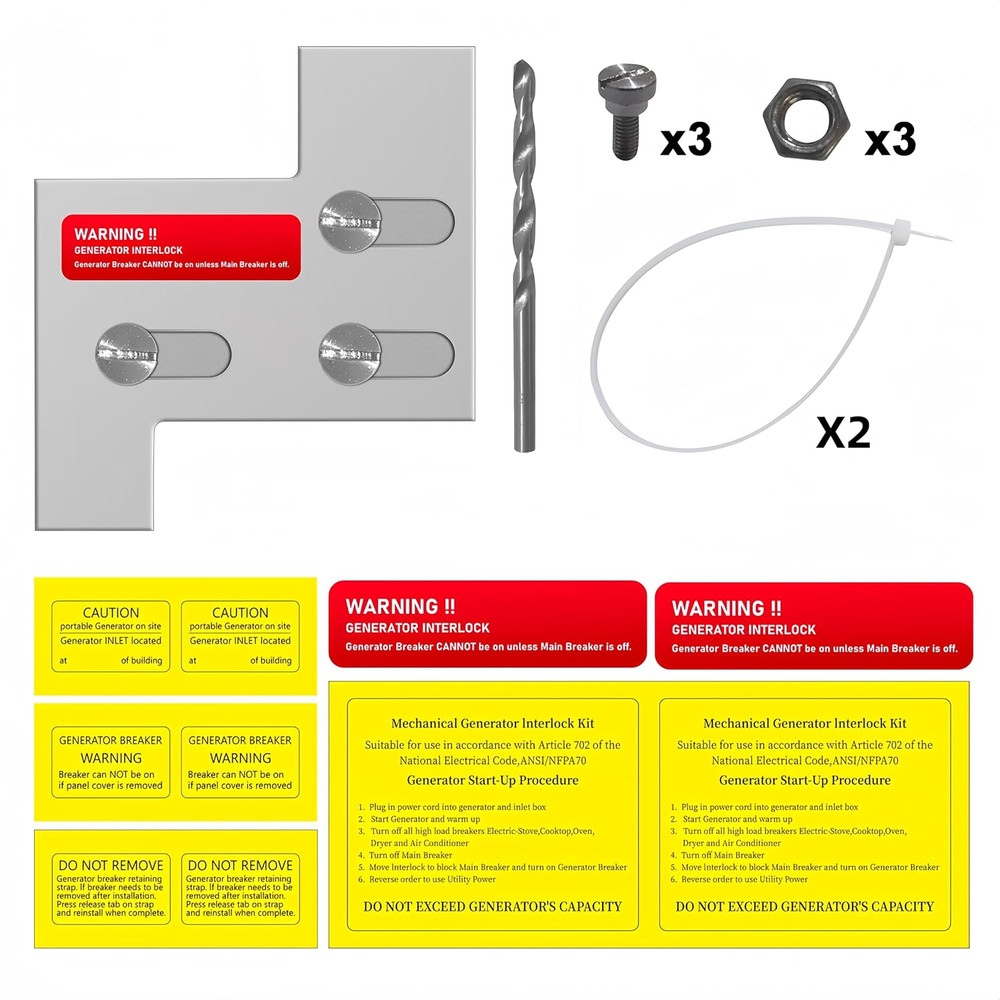 Professional Generator Interlock Kit for GE 150/200 Amp Panels, 1 Set