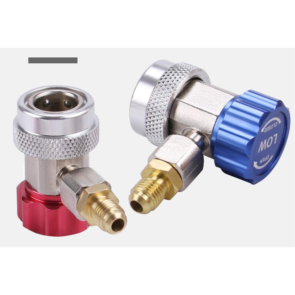 R134 Adjustable AC Quick Coupler Connector Adapter High Low Side 1/4" SAE HVAC