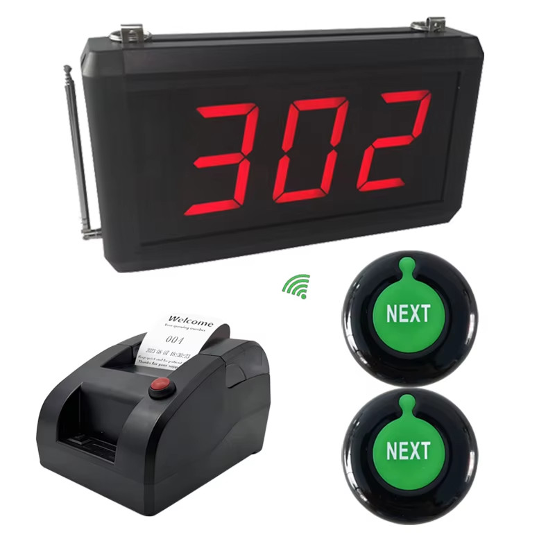 Wireless Queue Management System 3-Digit Display with Next Control Button