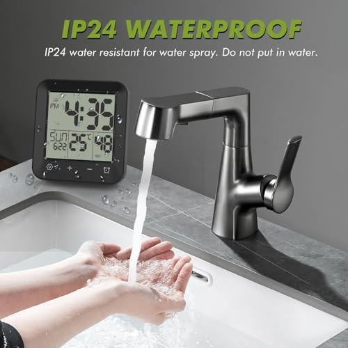 Shower Clock Waterproof Bathroom Timer, Digital Wall Clock with Countdown,
