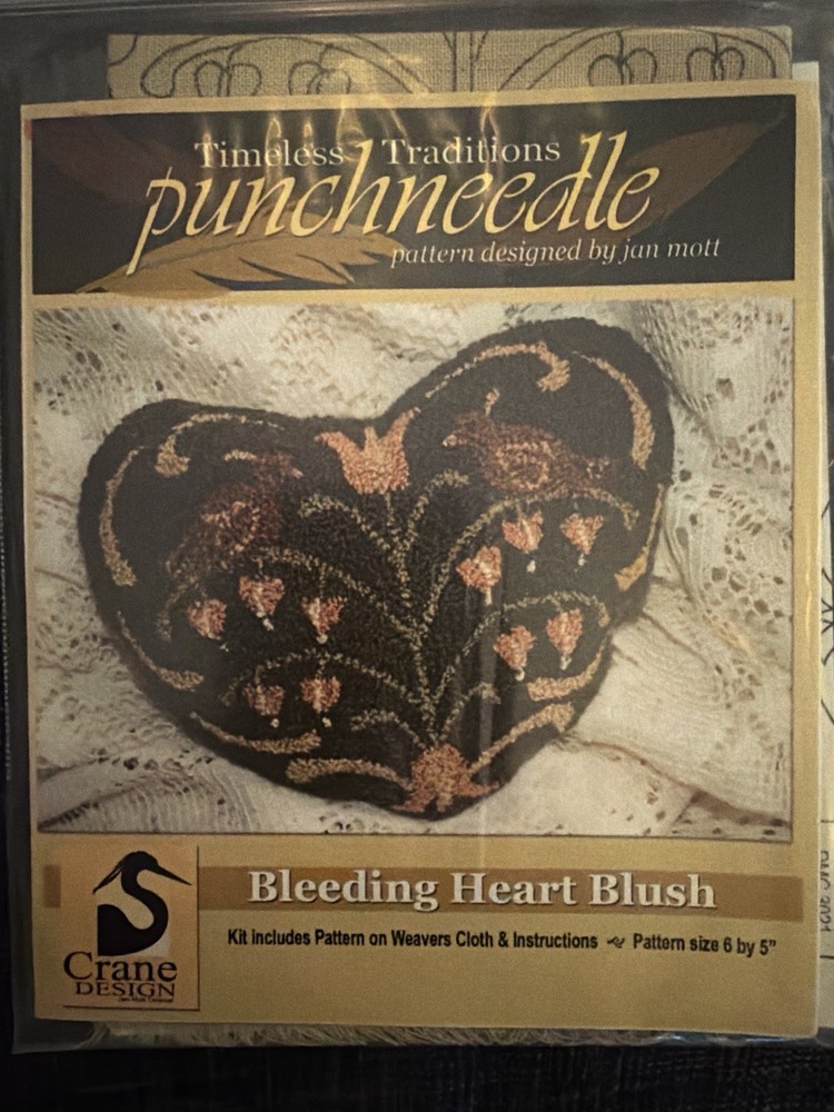 Jan Mott Bleeding Heart Blush Punchneedle Kit Timeless Traditions