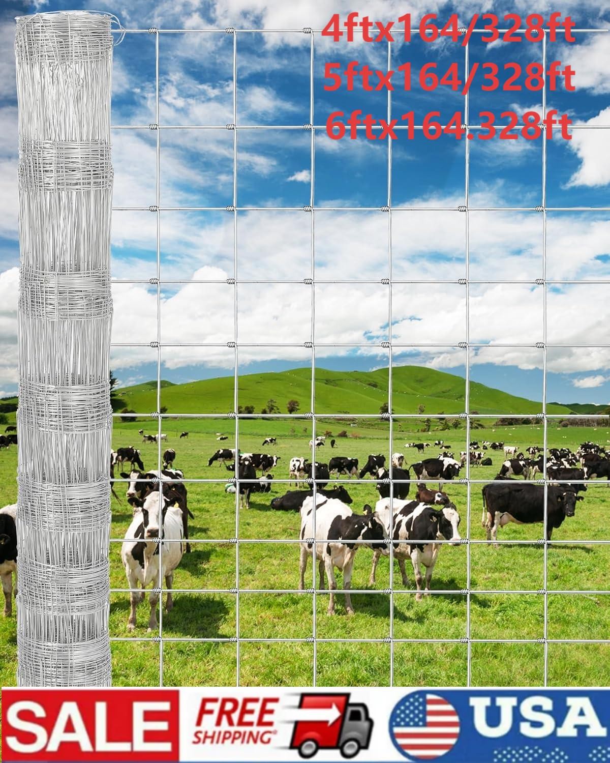 4 5 6 x 164 328 ft Livestock Wire Farm Fence Cattle Fencing for Goat Deer Animal