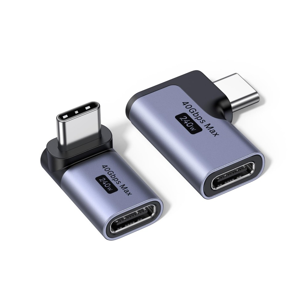 UGREEN 40Gbps Right Angle USB C Adapter Combo, 2-Pack 90 Degree space gray