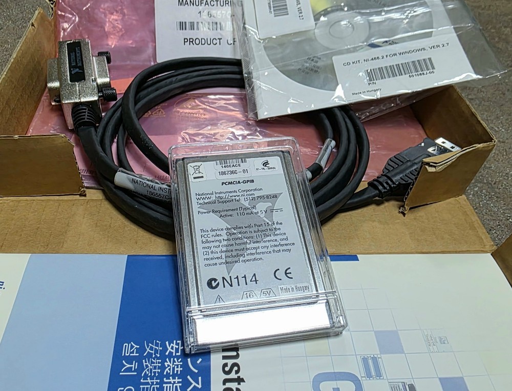 NATIONAL INSTRUMENTS PCMCIA-GPIB Interface Card with 2 Mt Latching Cable