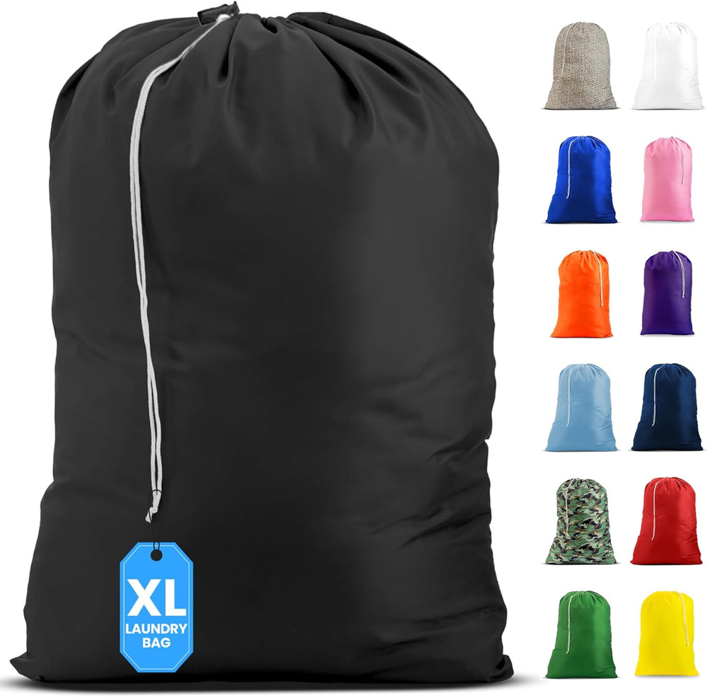Nylon XL Laundry Bag, Large Capacity with Locking Drawstring, Machine Washabl...