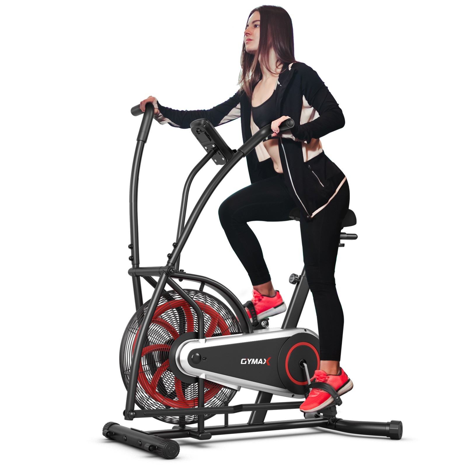 Unlimited Resistance Airdyne Bike Fan Exercise Bike with Clear LCD Display