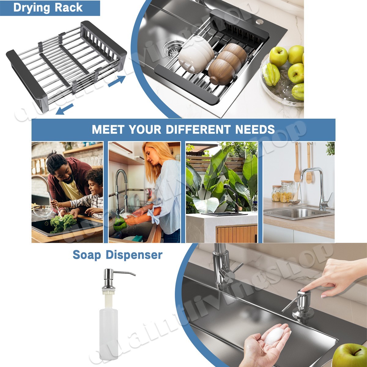 Kitchen Sink 23X17X8" Drop-in Stainless Steel Single Bowl Top Mount w/Faucet