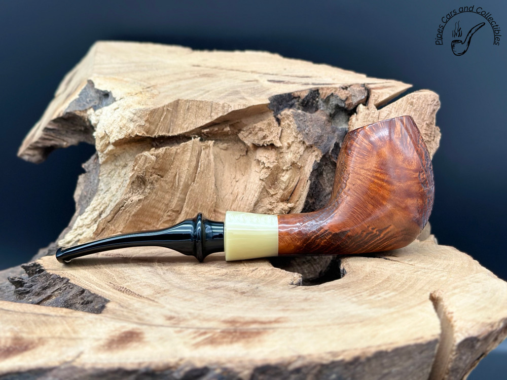 Brebbia Special Bent Brandy Half Rustique Smoking Pipe