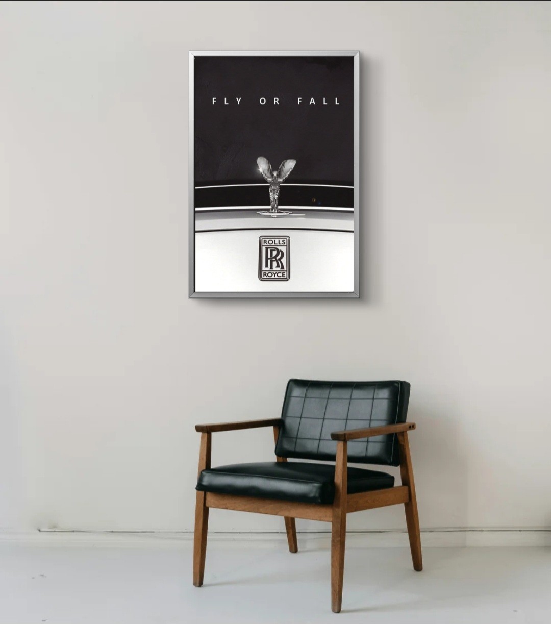 8x10 Framed Rolls Royce Print  "Fly or Fall"