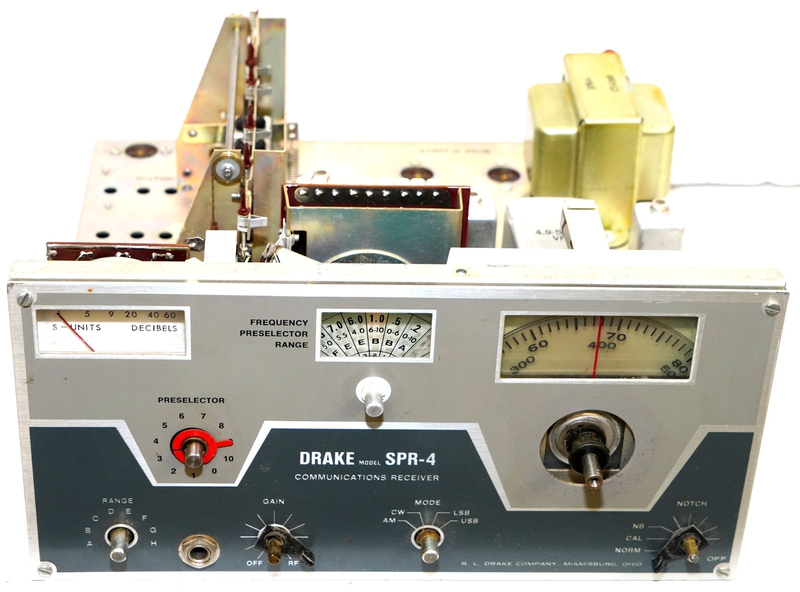 Drake SPR-4 Chassis / Circuitry + Front Panel - FOR PARTS