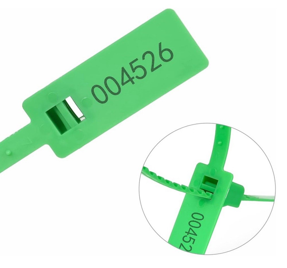 1000 Pcs Green Plastic Security Tamper Seals Self Locking Numbered Pull Tight