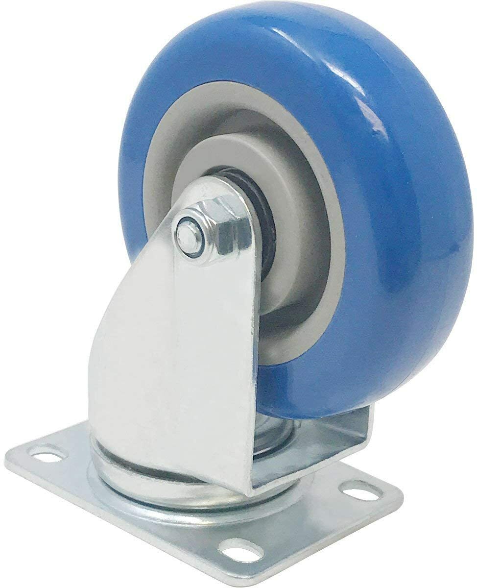 24 Pack Caster Swivel Plate On Blue Polyurethane Wheels 2" size wheels