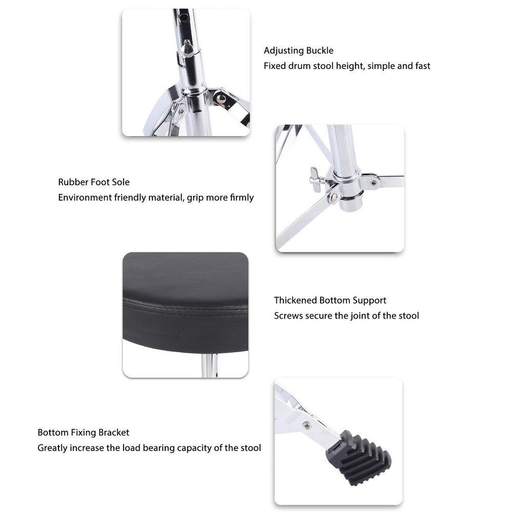 Portable Foldable Drum Stool Adjustable Height Padded Drum Throne For Adults Kid