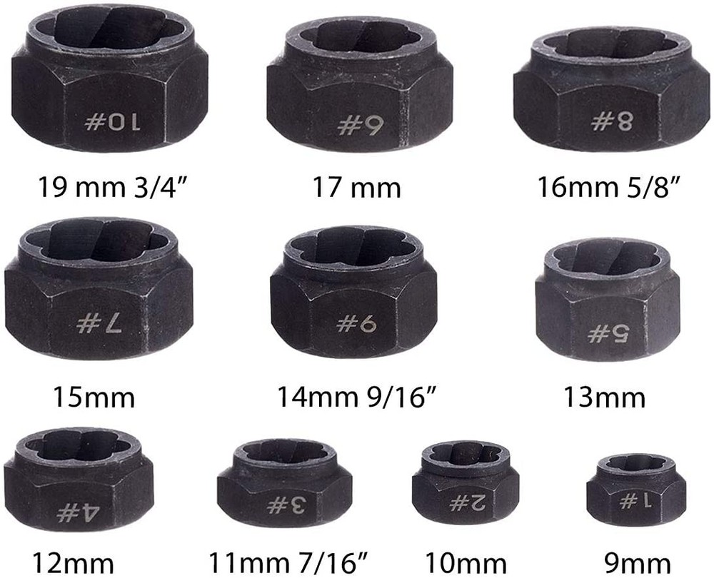 AConnet 10 Pieces Nut Remover Extractor Tool Easy Out Bolt Set,...
