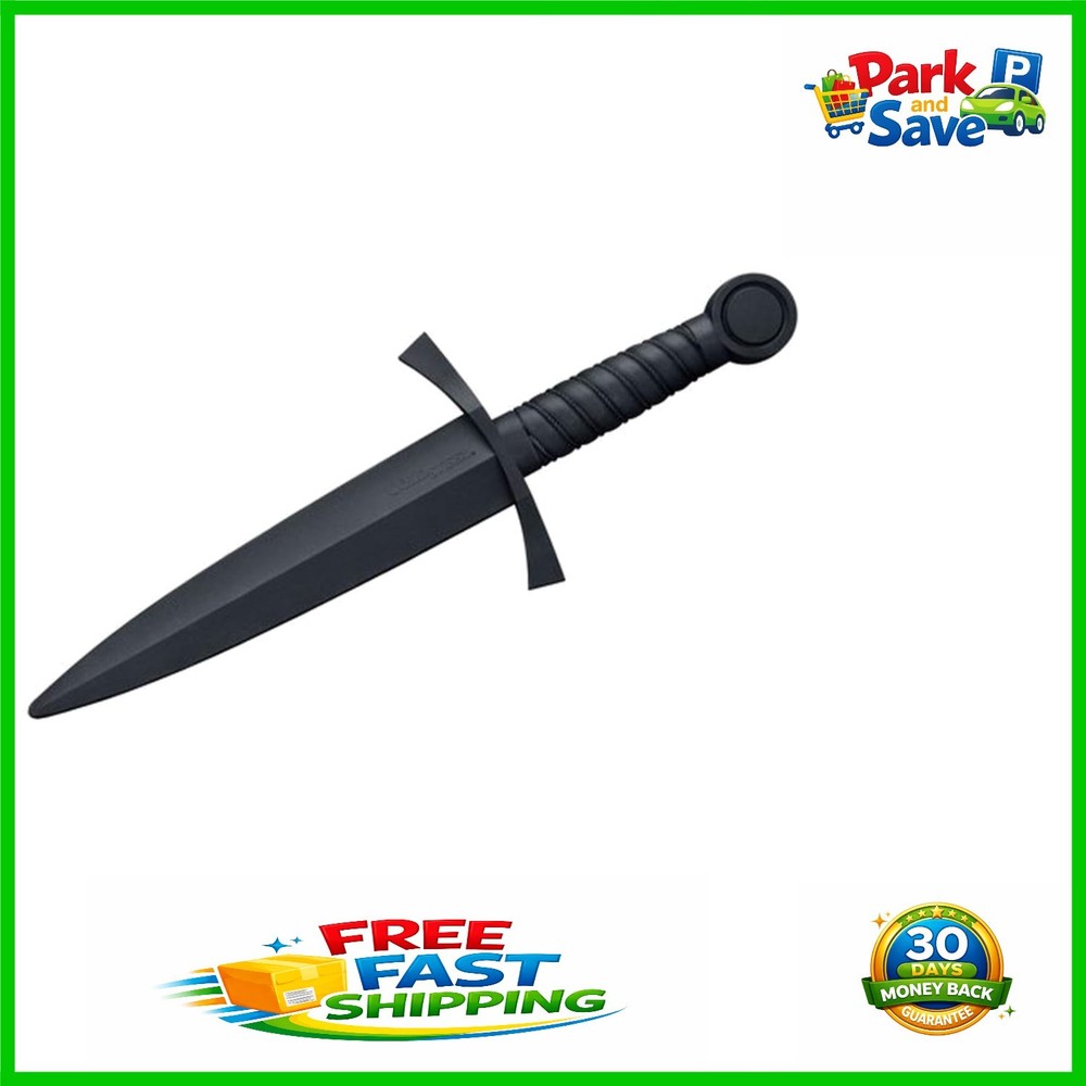 Reusable Training Dagger with Sheath - Classic Black Rubber for Safe Practice