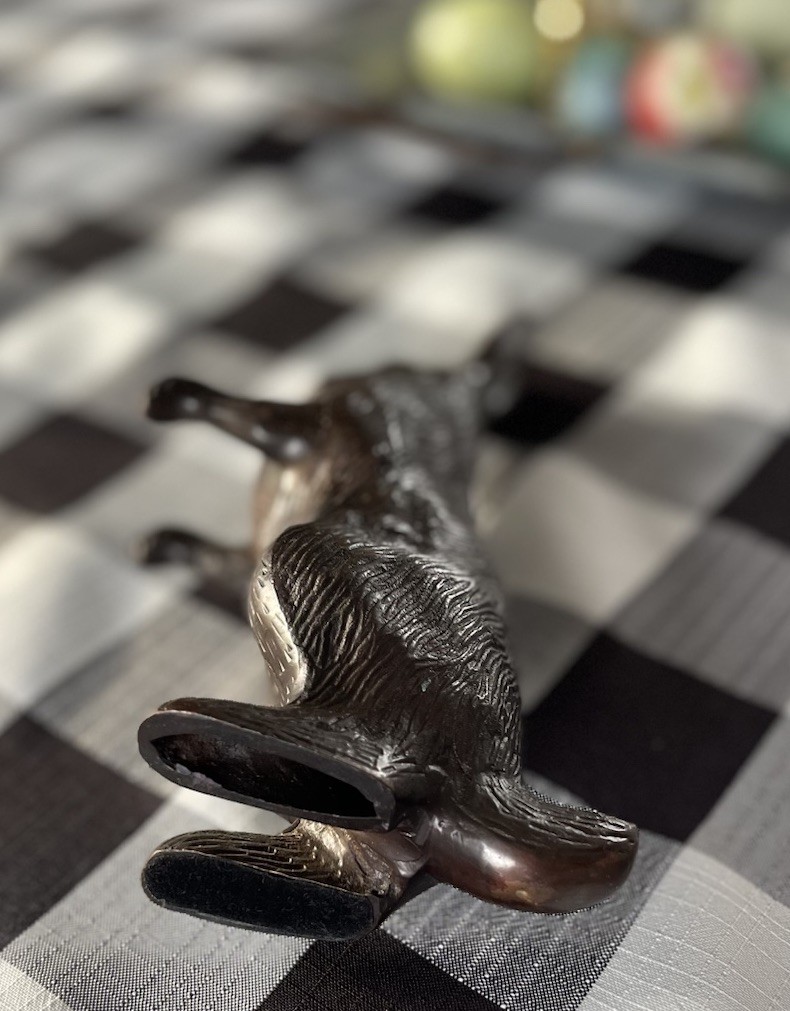 Cast Iron Bunny Rabbit Statue Figurine 8.5" Dark Brown Heavy