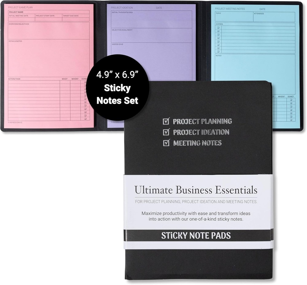 Project Planner Kit & Meeting Notebook for Work – 90 Lar Stiy Notes