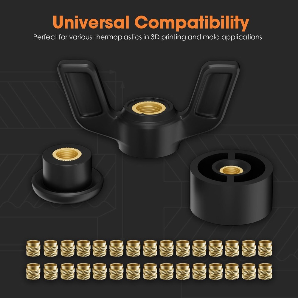 100 PCS Heat-Set Threaded Inserts, M4 Heat Set Insert for 3D Printing Components