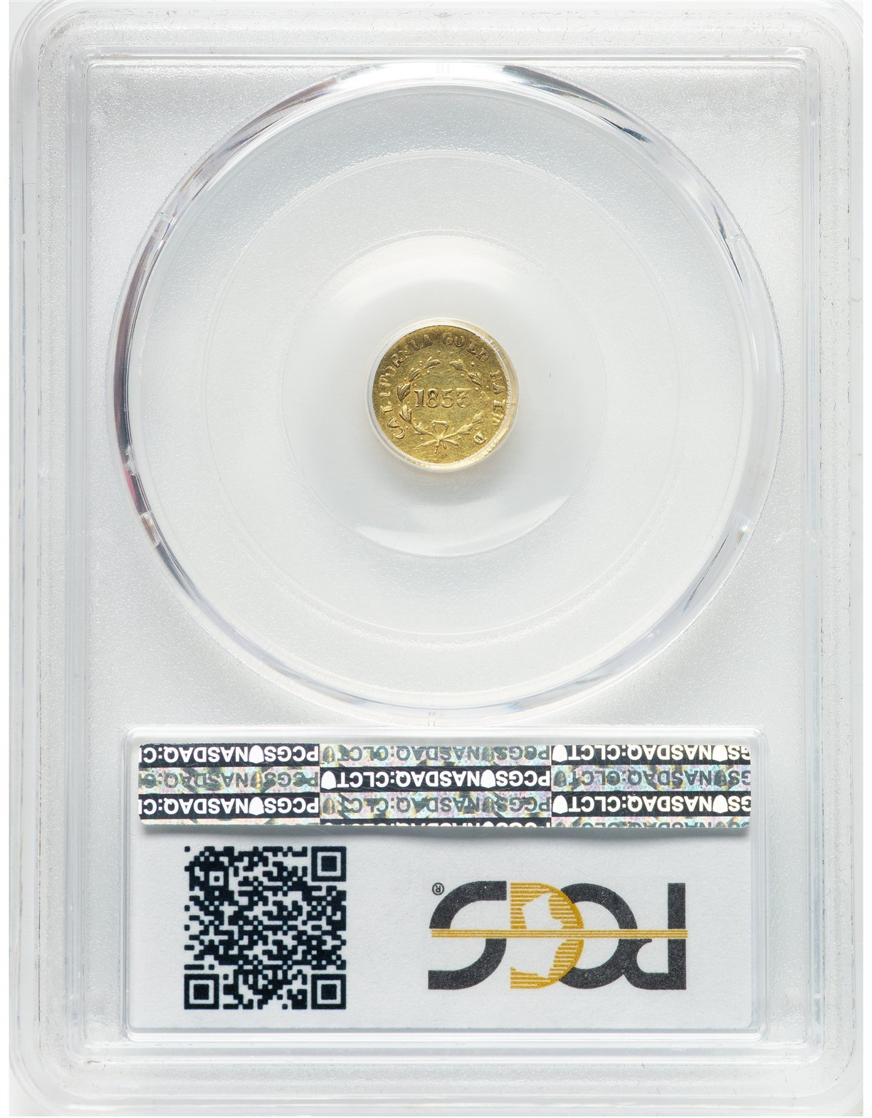 1853 G50C CALI"P"ORNIA FRACTIONAL GOLD, BG-421, AU55 PCGS - GOLD RUSH!
