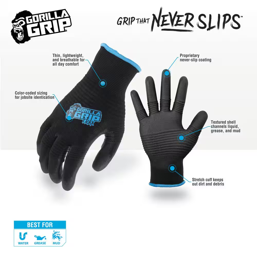 GORILLA GRIP X-Large TRAX Extreme Grip Work Gloves