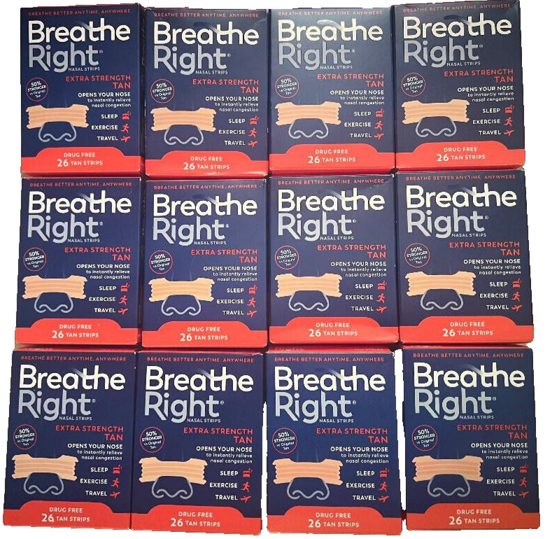 312 BREATHE RIGHT NASAL STRIPS EXTRA STRENGTH TAN ( 12 x 26 CT BOXES ) EXP 2028