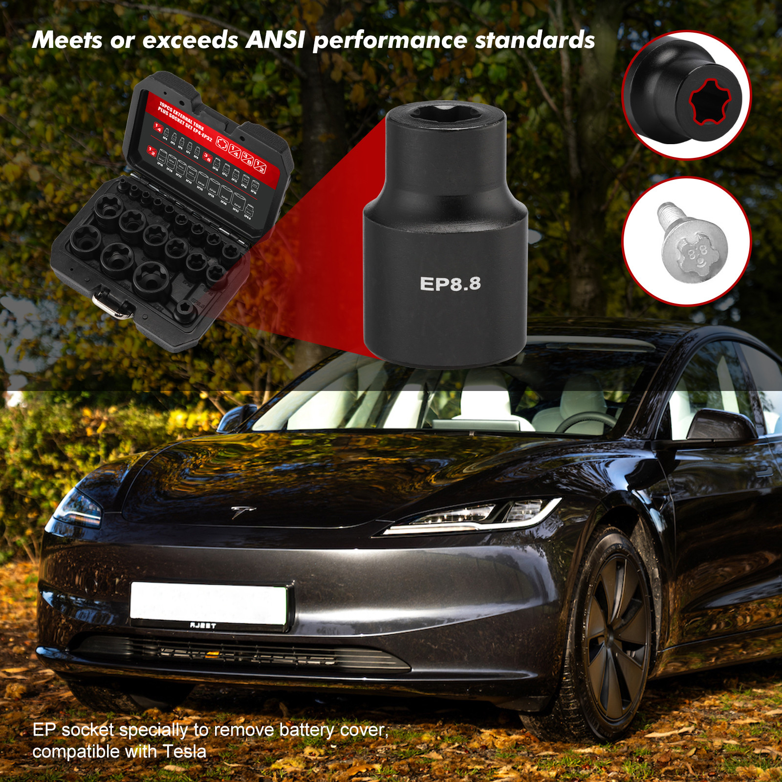 19PCS External Torx Plus Socket Set 6 Point EP Socket EP4-EP32 5 Point 1/2'' Dr