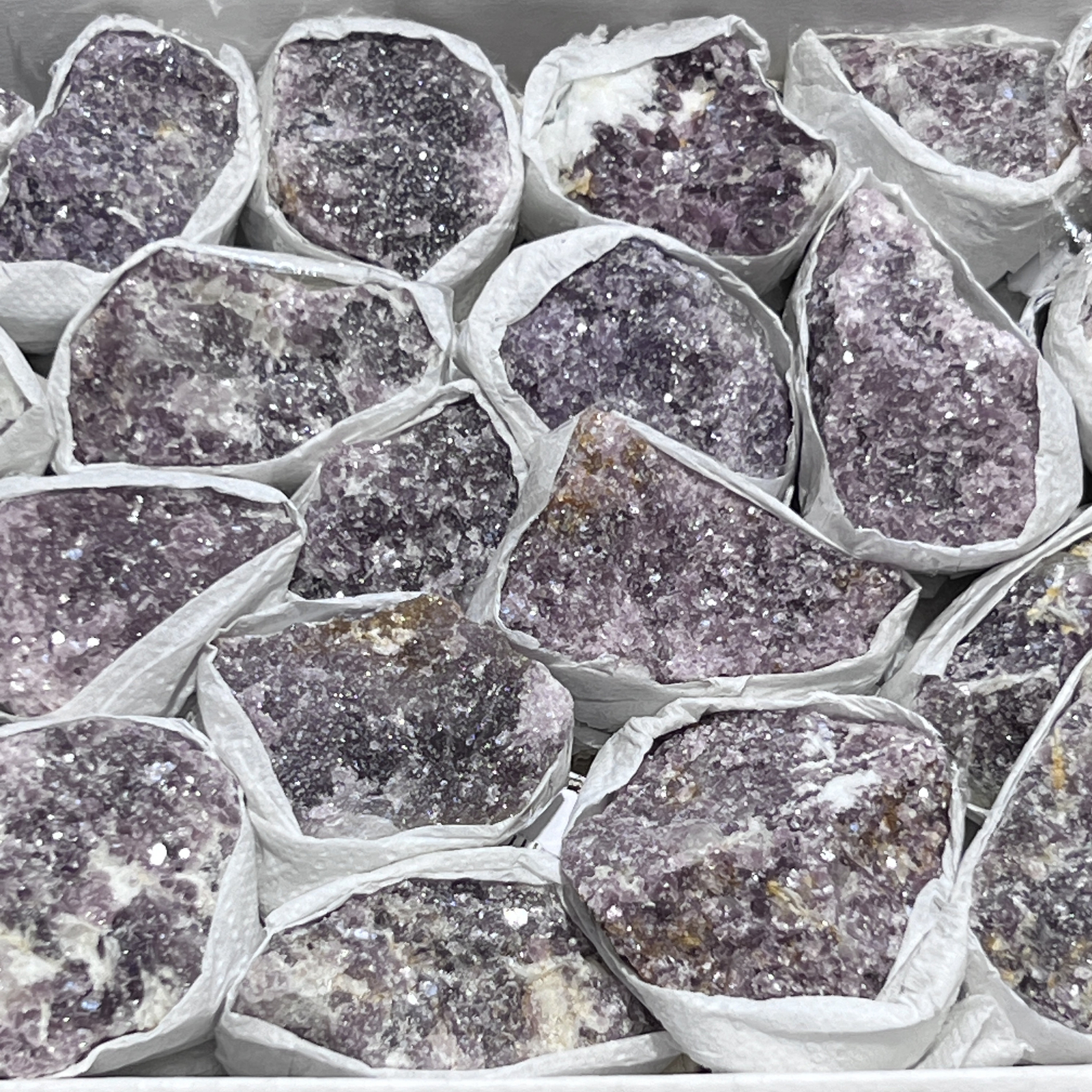 Lilac Lepidolite Crystals (Avg 3 LBs) Box Flat Bulk Wholesale Lot Rough Stones