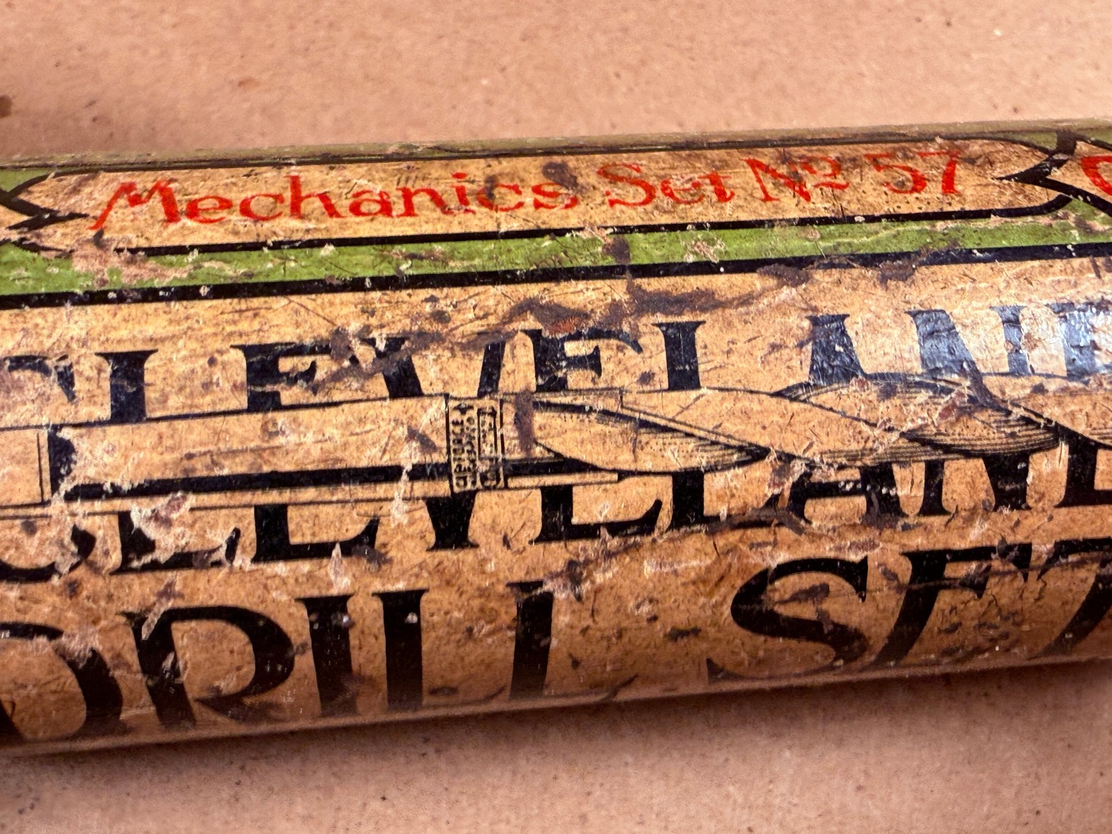 CLEVELAND Ohio TWIST DRILL CO. WOOD STORAGE INDEX Mechanics Set No. 57 TUBE ONLY