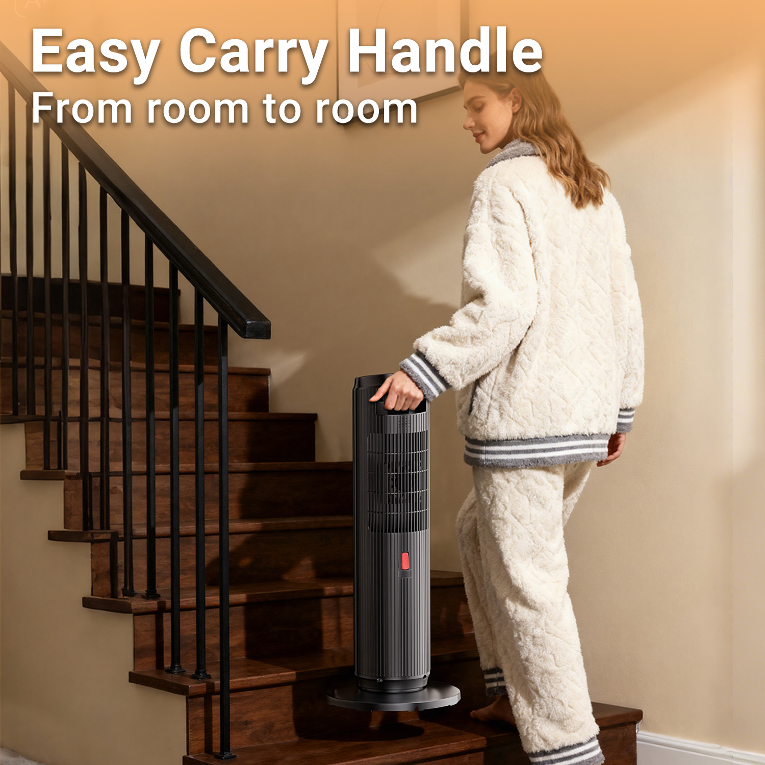 25" Oscillating 1500W Ceramic Tower Space Heater Electric Heater Fan With Remote