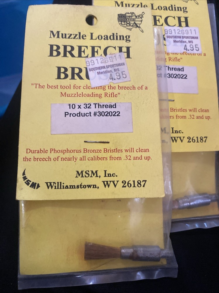2 Breech Brush 10-32 Cleaning All Calibers Flintlock Percussion Muzzleloader