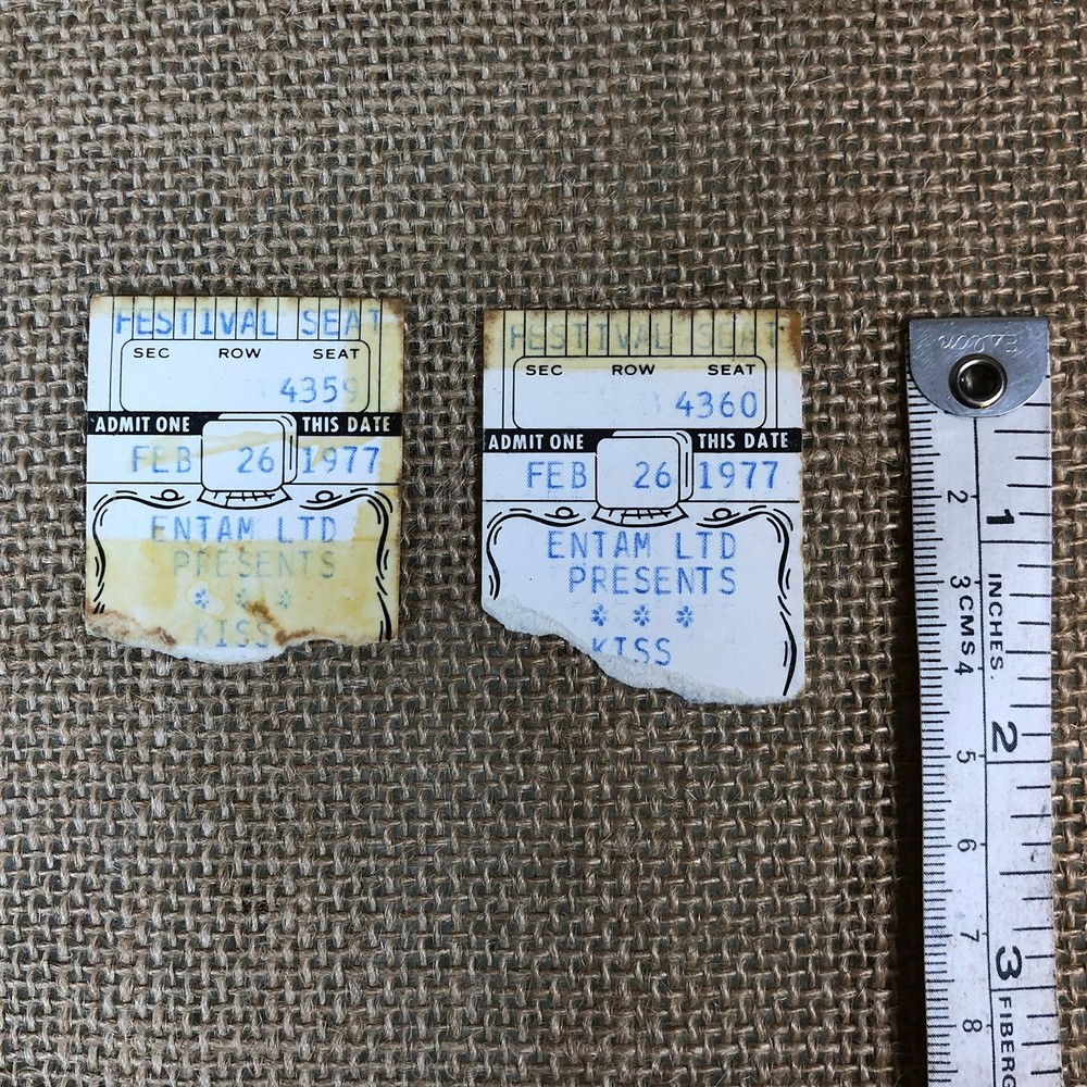 KISS CONCERT Tickets Lot of 2 Vintage 1977 Ticket Stubs February 26 Freedom Hall