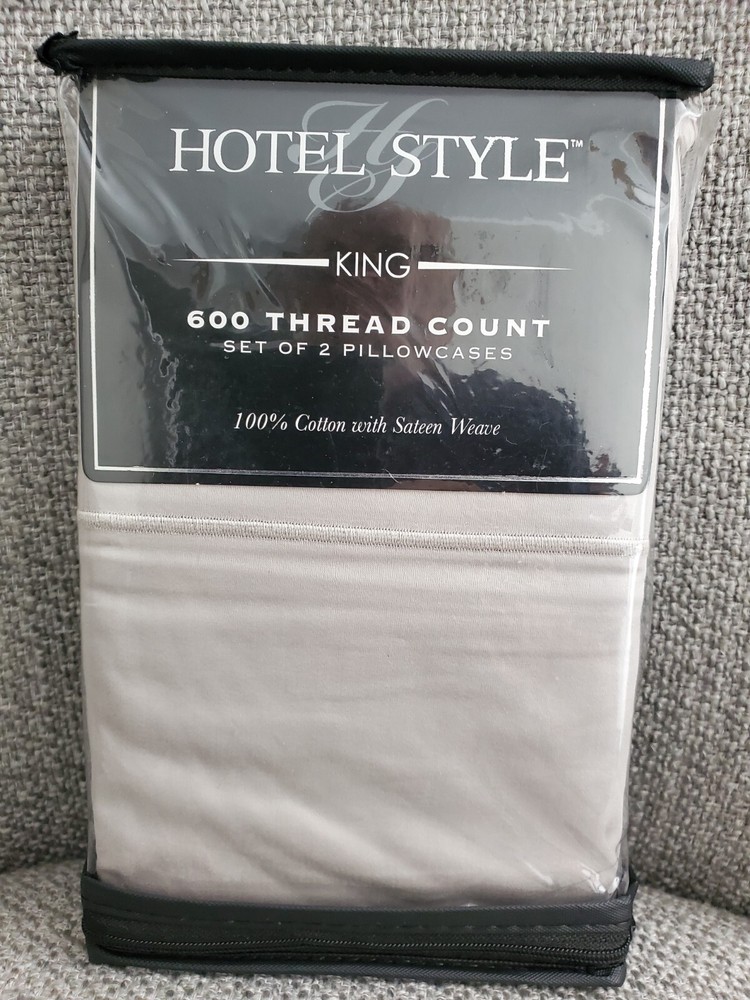Hotel Style 600 Thread Count Solid Cotton With Sateen Weave Pillowcases 2Ct King