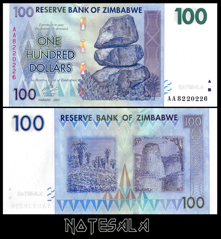 ZIMBABWE 100$ DOLLARS 2007 PICK-69 NEW-UNC