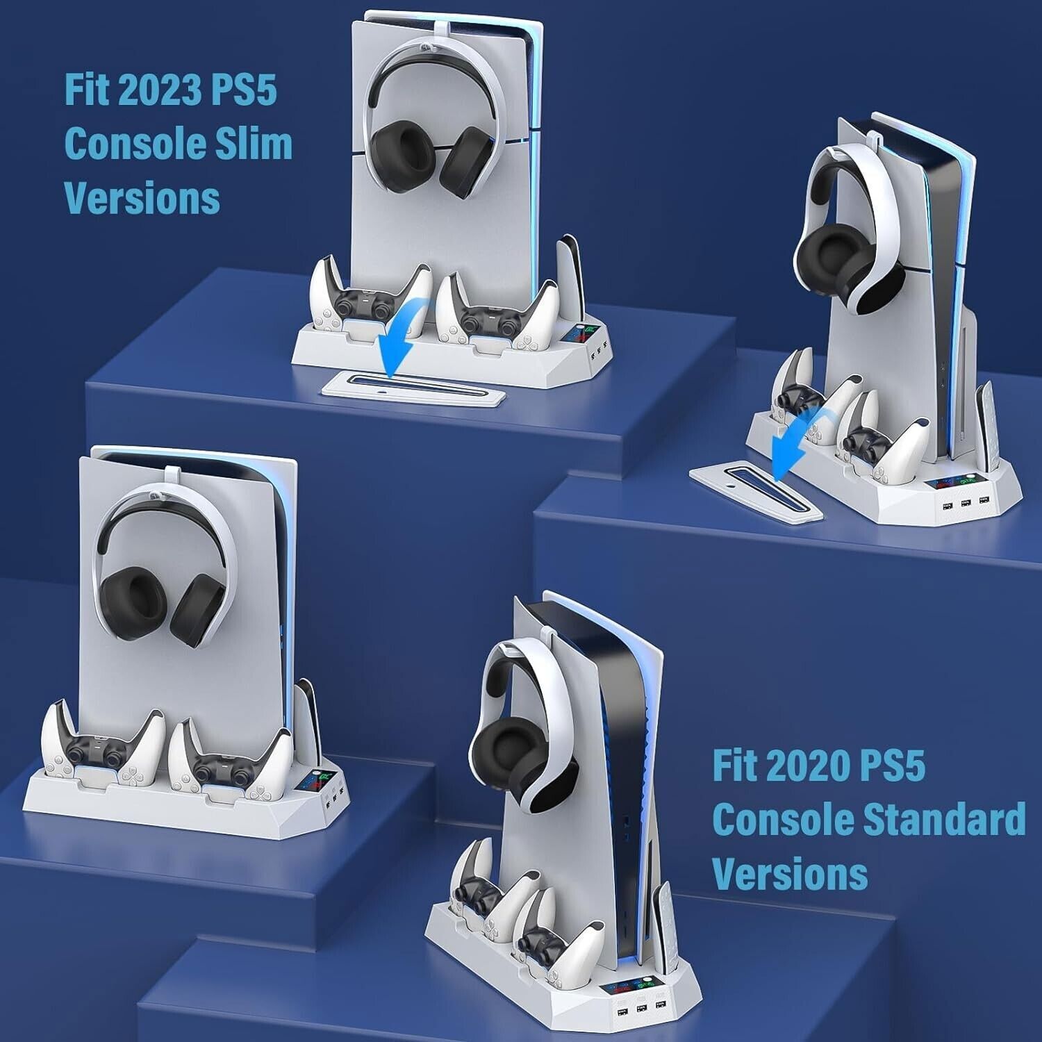 PS5 Slim Stand Cooling Fan,PS5 Controller Charging Station for Sony Playstation5