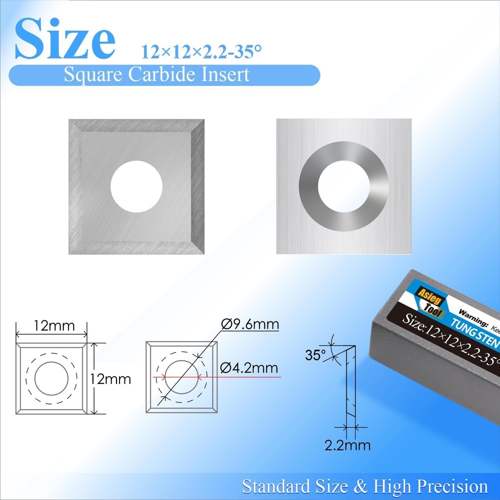 12mm Square Tungsten Carbide Replacement Cutters Inserts 12x12x2.2mm Replacement