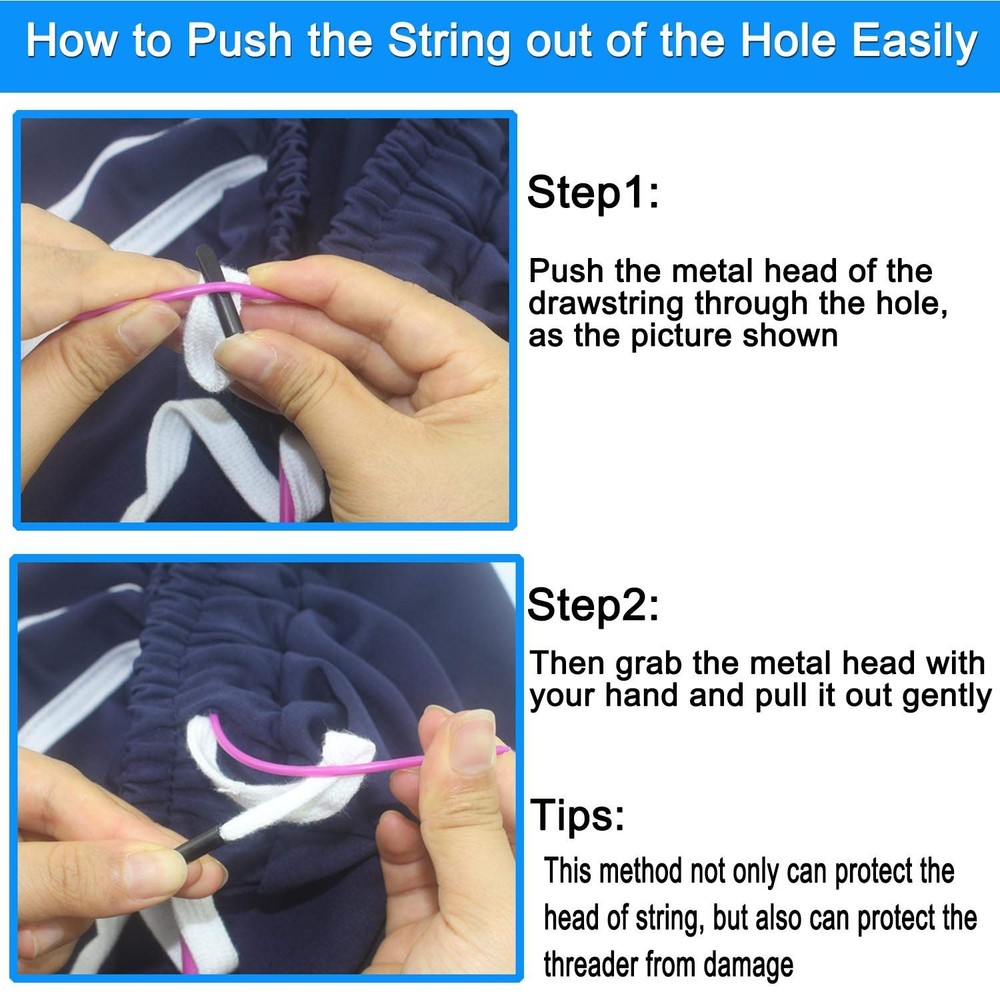 12 Pieces Drawstring Cords Flat Drawstrings with Easy Threaders for Sweatpant...