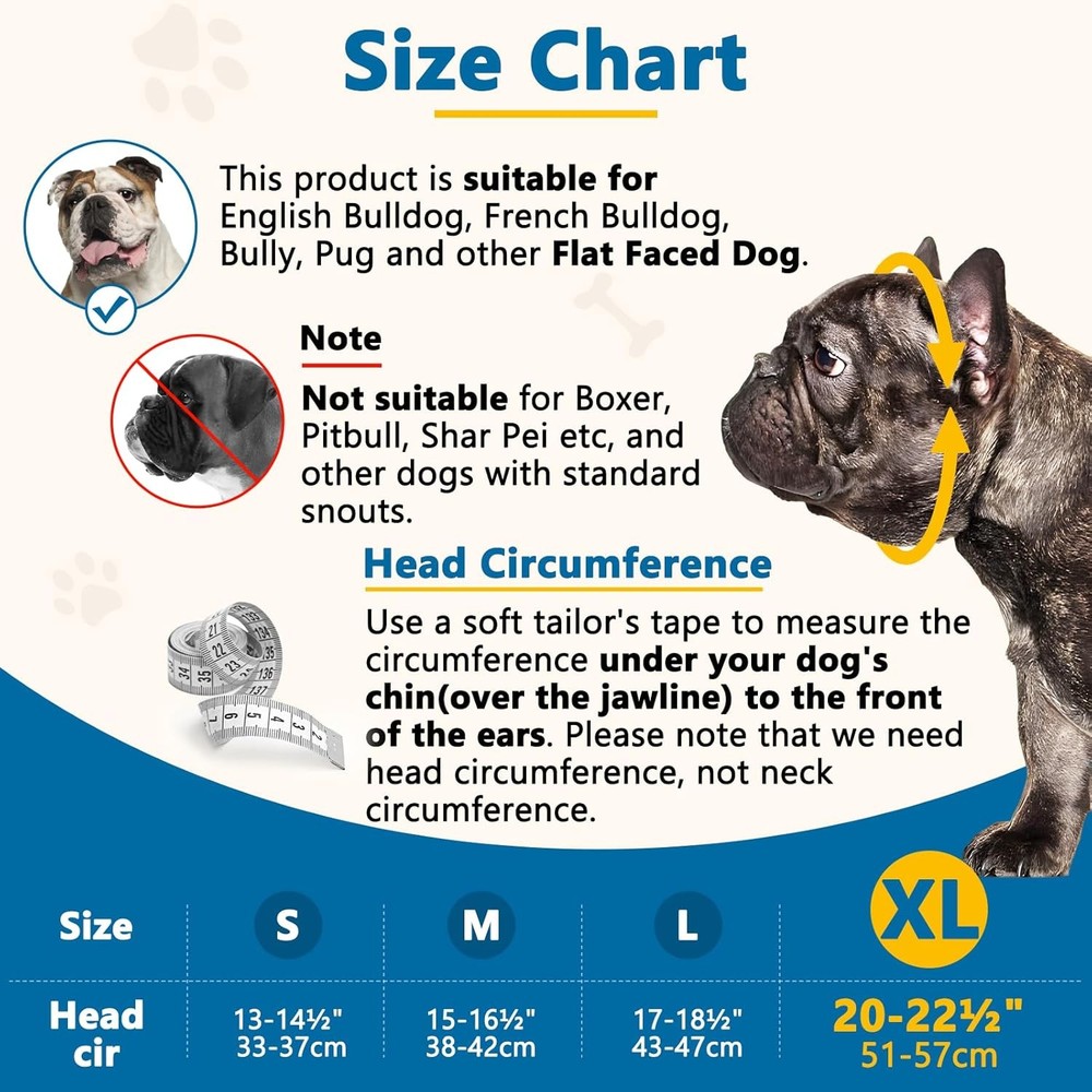 Soft Silicone Short Snout Dog Muzzle for Flat-Faced Breeds, Adjustable