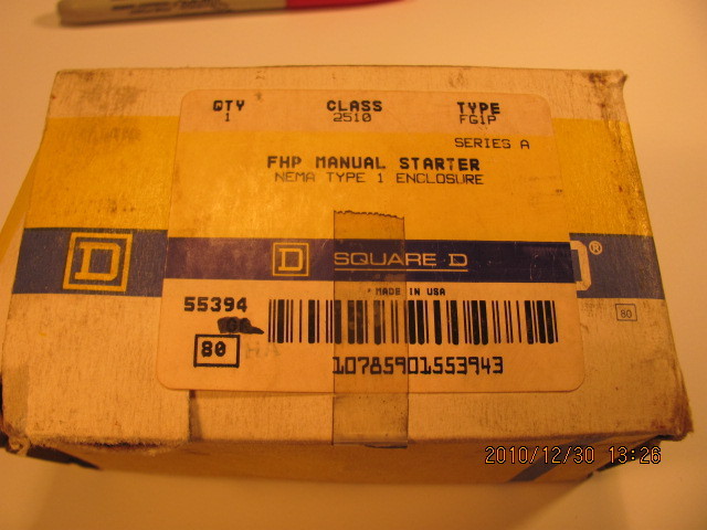 SQUARE D FHP MANUAL STARTER SWITCH 55394
