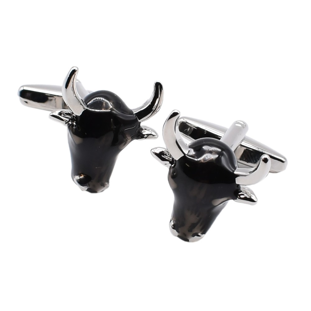 Black Bull Cufflinks in a Personalised Chrome Cufflink Box