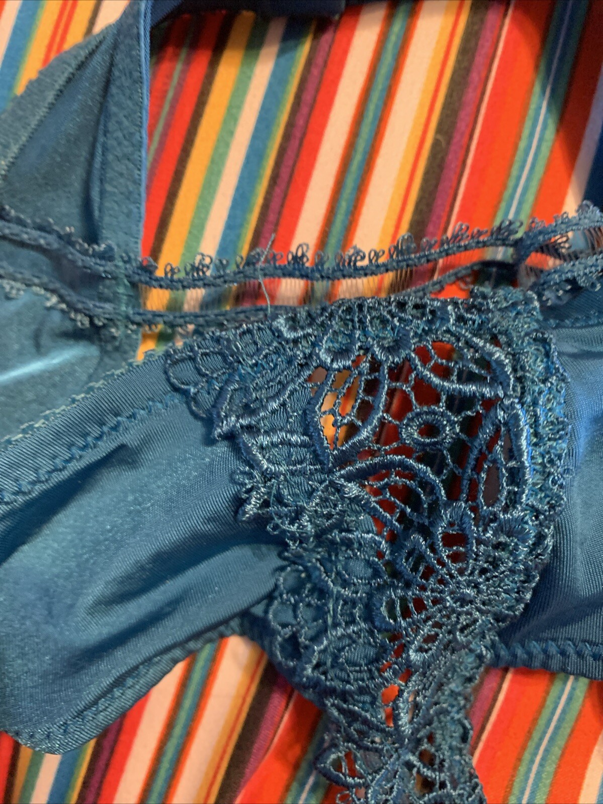 NWT FELINA Lingerie Crochet LACE GARTER BELT Teal 2148 P/S