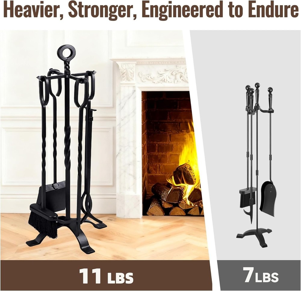 5-Piece Fireplace Accessory Set - Includes Essential Tools for Fire Management