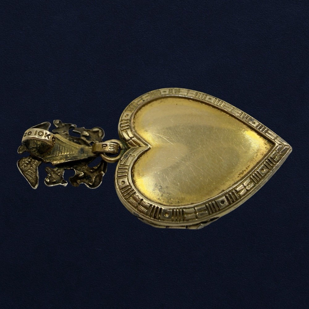 WWII Air Force Navy 10K G.F GOLD Sweetheart Heart LOCKET Pendant Watch Charm Fob