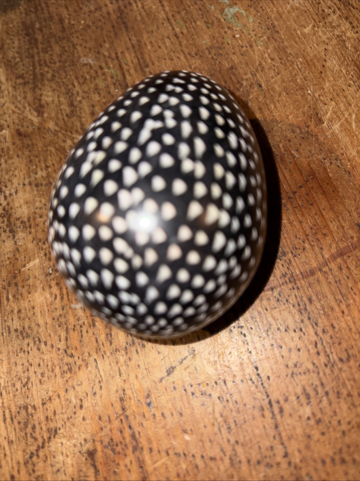 Vintage Kenyan Stone Eggs Hand Painted Carved Black And White 3.5 & 3 In.